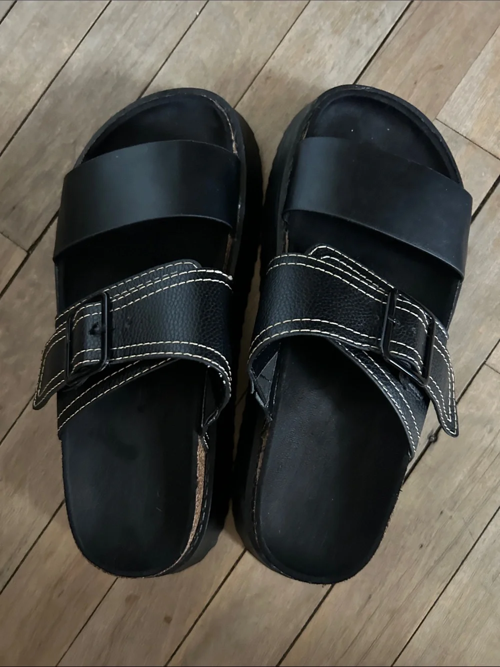Women’s Black Dual-Strap Slide Sandals
